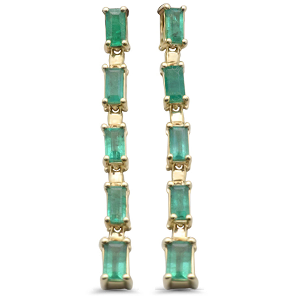 <span style="color:purple">¡ESPECIAL!</span> Pendientes colgantes de oro amarillo de 14K con esmeraldas de 1,35 ct G SI