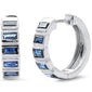 <span style="color:purple">SPECIAL!</span> 1.47ct G SI 14K White Gold Diamond & Blue Sapphire Gemstones Hoop Earrings  Post & Click