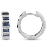 <span style="color:purple">¡ESPECIAL!</span> 1.47ct G SI Oro Blanco de 14K Diamante y Zafiros Azules Pendientes de Aro Enganche a presión