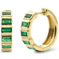 <span style="color:purple">SPECIAL!</span> 1.17ct G SI 14K Yellow Gold Diamond & Natural Emerald Gemstones Hoop Earrings