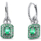 <span style="color:purple">SPECIAL!</span>1.48ct G SI 14K White Gold Diamond & Natural Emerald Gemstone Hoop Dangling Earrings