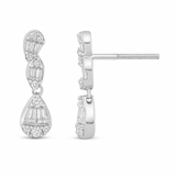 <span style="color:purple">SPECIAL!</span> .38ct G SI 14K White Gold Round & Baguette Diamond Dangle Earrings