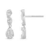<span style="color:purple">SPECIAL!</span> .38ct G SI 14K White Gold Round & Baguette Diamond Dangle Earrings