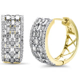 <span style="color:purple">¡ESPECIAL!</span> Aretes de aro de oro amarillo de 14 quilates con diamantes redondos y baguette de .84 ct G SI