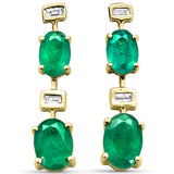 <span style="color:purple">¡OFERTA ESPECIAL!</span> Pendientes colgantes de oro amarillo de 14K con diamantes y esmeraldas, 2,29 ct G SI