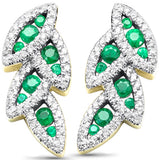 1.17ct G SI 14K Yellow Gold Diamond & Emerald Gemstones Drop Earrings