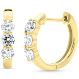 .55ct G SI 14K Yellow Gold Round Diamond 3-Stone Petite Hoop Earrings