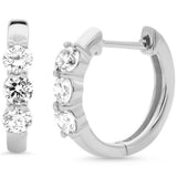 .55ct G SI 14K White Gold Round Diamond 3-Stone Petite Hoop Earrings