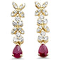 <span style="color:purple">SPECIAL!</span>.62ct G SI 14K Yellow Gold Diamond & Ruby Gemstones Drop Earrings
