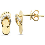 .09ct G SI 14K Yellow Gold Diamond Beach Sandals Earrings