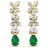 .51ct G SI 14K Yellow Gold Diamond & Emerald Gemstone Drop Earrings