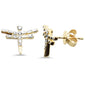 <span style="color:purple">SPECIAL!</span> .23ct G SI 14K Yellow Gold Round & Baguette Diamond Dragonfly Earrings
