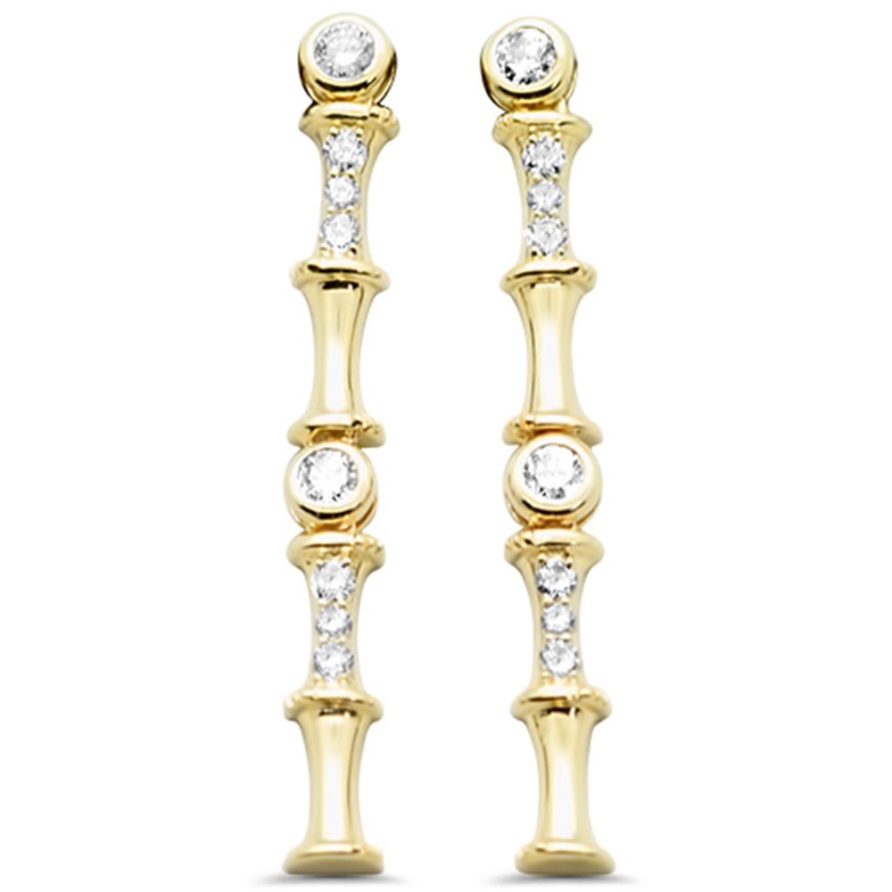 .22ct G SI 14K Yellow Gold Diamond Bamboo Design Drop Earrings