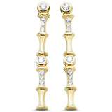 .22ct G SI 14K Yellow Gold Diamond Bamboo Design Drop Earrings