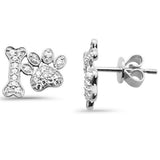 <span style="color:purple">¡ESPECIAL!</span> Aretes de oro blanco de 14 quilates con diamantes en forma de pata de perro de .26ct G SI