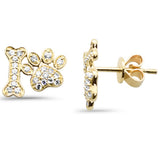 .26ct G SI 14K Yellow Gold Diamond Dog Paw Stud Earrings