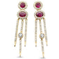 <span style="color:purple">SPECIAL!</span> 1.12ct G SI 14K Yellow Gold Unique Diamond & Ruby Gemstones Drop Earrings