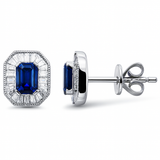 <span style="color:purple">¡ESPECIAL!</span> Pendientes de 0,95 ct G SI de oro blanco de 14K con diamantes y zafiros azules