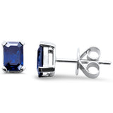 <span style="color:purple">¡ESPECIAL!</span>Pendientes de tuerca de zafiro azul de oro blanco de 14K con 1,23 ct G SI