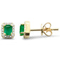 .54ct G SI 14K Yellow Gold Diamond & Emerald Gemstone Stud Earrings