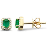 .50ct G SI 14K Yellow Gold Diamond & Emerald Gemstone Stud Earrings