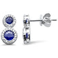 <span style="color:purple">SPECIAL!</span> 1.07ct G SI 14K White Gold Diamond & Blue Sapphire Gemstones Earrings