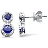<span style="color:purple">¡ESPECIAL!</span> Pendientes de 1,20ct G SI de oro blanco de 14K con diamantes y zafiros azules