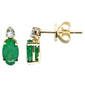 .85ct G SI 14K Yellow Gold Diamond & Emerald Gemstones Earrings