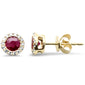 <span style="color:purple">SPECIAL!</span>.76ct G SI 14K Yellow Gold Diamond & Ruby Gemstone Stud Earrings