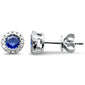 <span style="color:purple">SPECIAL!</span> .75ct G SI 14K White Gold Diamond & Blue Sapphire Gemstone Stud Earrings
