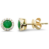 .60ct G SI 14K Yellow Gold Diamond & Emerald Gemstone Earrings