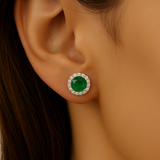.60ct G SI 14K Yellow Gold Diamond & Emerald Gemstone Earrings