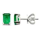 1.04ct G SI 14K White Gold Natural Emerald Gemstones Stud Earrings
