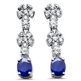 .62ct G SI 14K White Gold Diamond & Blue Sapphire Gemstones Drop Earrings