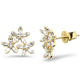 <span style="color:purple">SPECIAL!</span> .46ct G SI 14K Yellow Gold Round & Baguette Diamond Flower Earrings