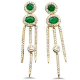 .91ct G SI 14k Yellow Gold Unique Diamond & Emerald Gemstone Drop Earrings