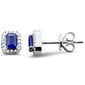 .60ct G SI 14K White Gold Diamond & Blue Sapphire Gemstones Earrings
