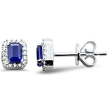 <span style="color:purple">¡ESPECIAL!</span> Pendientes de 0.51ct G SI de diamantes y zafiros azules de oro blanco de 14K