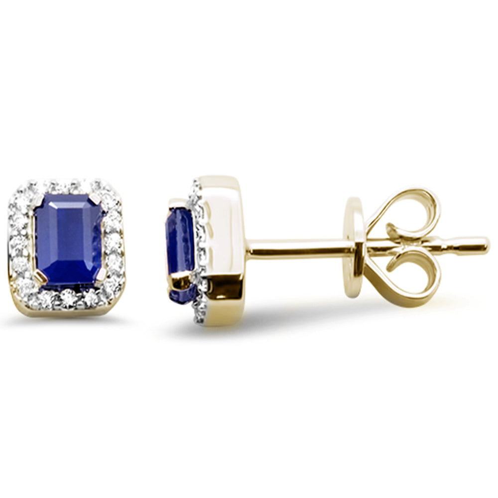 .61ct G SI 14K Yellow Gold Diamond & Blue Sapphire Gemstones Earrings