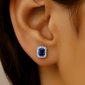 .60ct G SI 14K White Gold Diamond & Blue Sapphire Gemstones Earrings