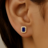 .61ct G SI 14K Yellow Gold Diamond & Blue Sapphire Gemstones Earrings