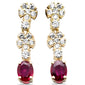 <span style="color:purple">SPECIAL!</span> .48ct G SI 14K Yellow Gold Diamond & Ruby Gemstones Drop Earrings