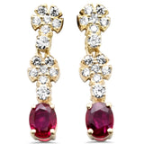 .48ct G SI 14K Yellow Gold Diamond & Ruby Gemstones Drop Earrings