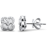 <span style="color:purple">SPECIAL!</span>.33ct G SI 14K White Gold Diamond Round & Baguette Clover Earrings
