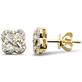 .34ct G SI 14K Yellow Gold Round & Baguette Diamond Clover Earrings