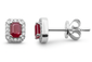.48ct G SI 14K White Gold Diamond & Ruby Gemstone Stud Earrings