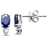 <span style="color:purple">¡ESPECIAL!</span> Pendientes de 1,89 ct, G SI, de oro blanco de 14K con diamantes y zafiros azules