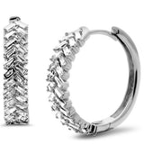 .71ct G SI 14K White Gold Baguette Diamond Hoop Earrings