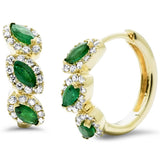 .68ct G SI 14K Yellow Gold Diamond & Emerald Gemstone Earrings