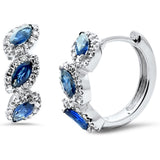.86ct G SI 14K White Gold Diamond & Blue Sapphire Gemstone Hoop Earrings